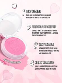 MISSLYN - Matte Blush Mania, Long-Lasting Color, 8 Shades Available, Smooth Texture, High Pigmentation, Matte Finish, Easy To Apply, Makeup Brand Product, Face Makeup, Suitable For Women And Girls, Essential For Winter, Y2K Style, Fashionable, Great Birthday Gift, Valentine's Day Gift, Party Essential, New Year Gift, Best Color, Cruelty-Free And Vegan - #101 hồng baby - Xem 4