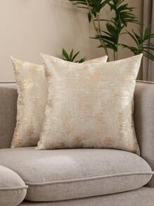 Miater 2入組金屬提花幾何圖案枕套 - 金色 - 查看 11