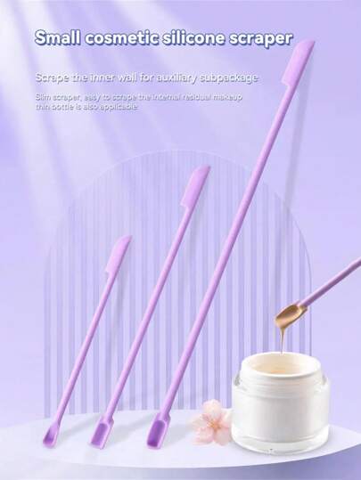 3件套硅胶刮刀，双头硅胶刮刀，化妆品瓶罐刮刀，迷你刮刀套装，化妆工具，价格实惠，适合作为圣诞礼物、礼物、女士礼物或圣诞礼物。