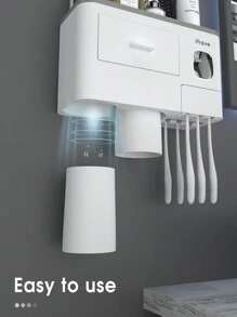 J'ai des porte-brosses à dents pour salles de bain, 2 tasses porte-brosse à dents montées au mur avec distributeur de dentifrice - plateau grande capacité, tiroir cosmétique - décoration de salle de bain et accessoires de salle de bain, décoration d'automne, rentrée scolaire