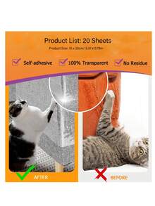 Pvc透明貓抓防禦劑,霧面可拆式黏著沙發保護套,抗刮花家具沙發保護貼,貓抓防護罩 - 無色 - 查看 9