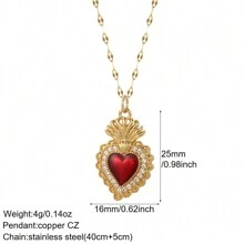1pc Fashionable Women's Red Heart Pendant Necklace With Multiple Styles To Choose, Great Gift For Mother's Day Or Festival To Girlfriend Valentines,Mom,Mother,Mother's Day,Gift