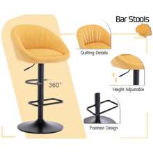 WAHSON OFFICE CHAIRS 2PCS Wahson Bar Stool Set Fabric Bar Stools Bar Stool Swivel Kitchen Stool Height Adjustable Bar Stool, Linen For Kitchen/Home Bar (Beige) - Yellow - View 4
