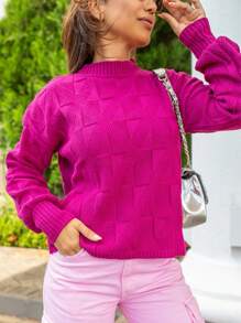 Women Knit Tops - thược dược hồng - Xem 3
