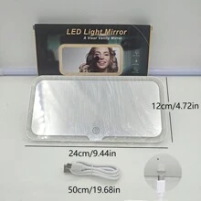 1pc White Led Three-Color Car Visor Makeup Mirror With Lights And Comb, Suitable For Car Sun Visor - White - View 9