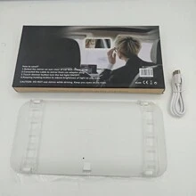 1pc White Led Three-Color Car Visor Makeup Mirror With Lights And Comb, Suitable For Car Sun Visor - White - View 10