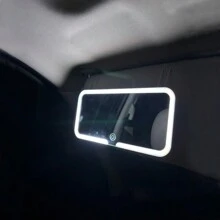 1pc White Led Three-Color Car Visor Makeup Mirror With Lights And Comb, Suitable For Car Sun Visor - White - View 6