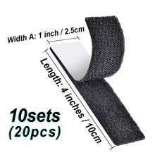 10 bộ ( 20 cái ) Hook và vòng Ruy băng Với Keo dán Trở lại , Sức mạnh Dính Dây buộc Lắp đặt Ruy băng Nhiệm vụ nặng nề Đối với Phòng học Nhà  Văn phòng Sử dụng Tấm thảm Sofa Đi văng Thảm Nệm - màu đen - Xem 9