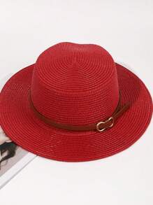 1 Miếng Đầu phẳng Phong cách Pháp Khóa Mũ rơm , Thích hợp Cho mùa hè Chống nắng , bờ biển Kỳ nghỉ Boho - Nhiều màu - Xem 12