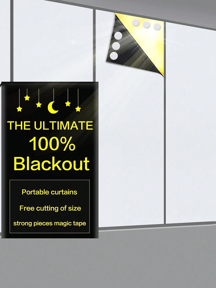 1入升級版便攜式貼式遮光窗簾,臨時遮光百葉窗,適用於嬰兒房、臥室、旅行-易於安裝 - 白色 - 查看 1
