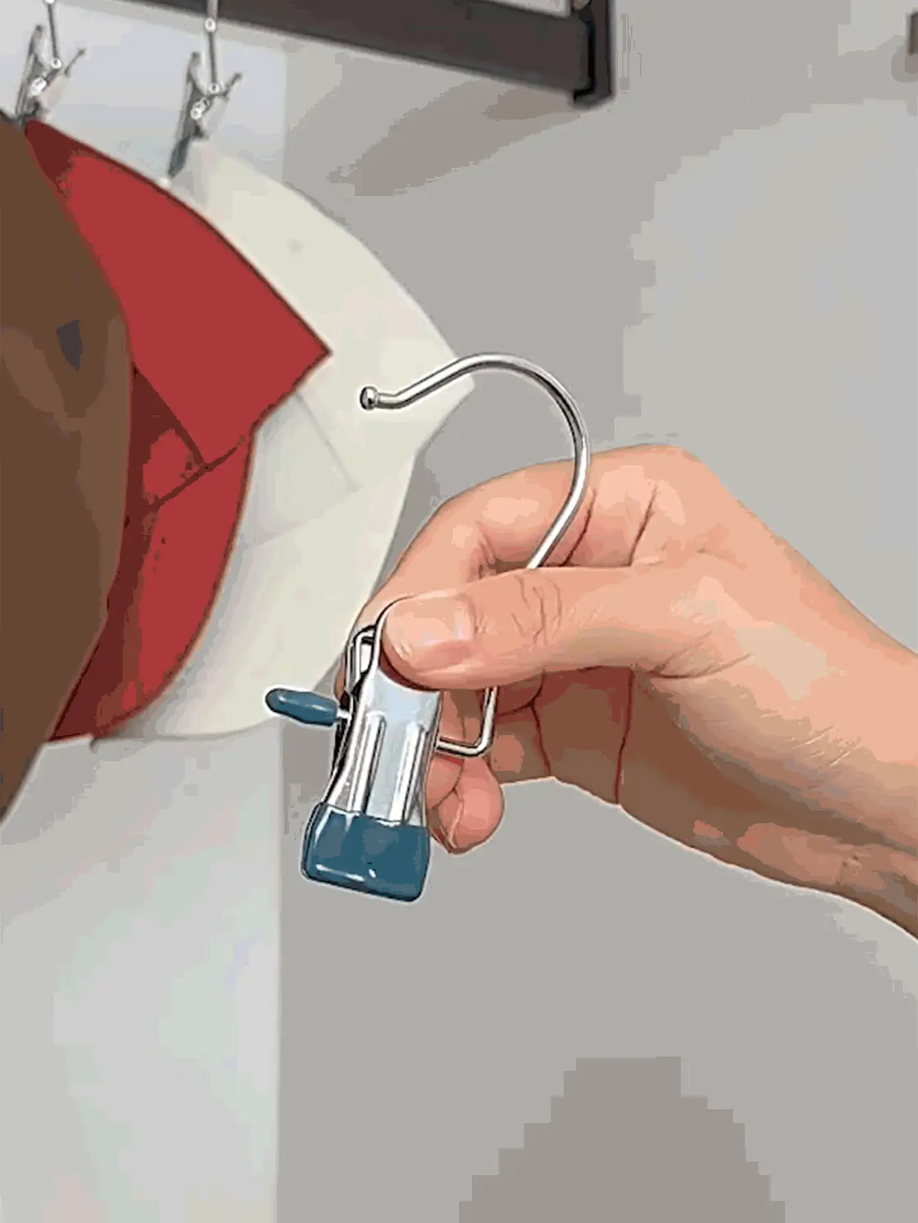 10 件装家用多功能不锈钢防损挂钩可用于裤子、衣服、帽子、袜子、晾衣架、衣柜、收纳 - 彩色 - 查看 10