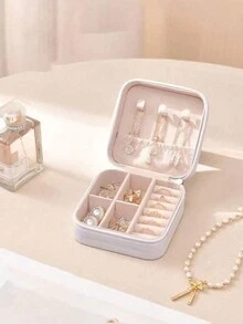 1入珠寶收納盒,珠寶整理盒,pu皮革禮品盒,適用於戒指,耳環,項鍊,手鍊,指甲油,化妝品,家居和旅行 - 彩色 - 查看 18