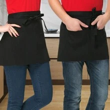 1pc Half-Length Unisex Apron For Bar & Restaurant Service, Solid Color,Kitchen,Bathroom,Home,Household Suppliers