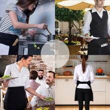 1pc Half-Length Unisex Apron For Bar & Restaurant Service, Solid Color,Kitchen,Bathroom,Home,Household Suppliers