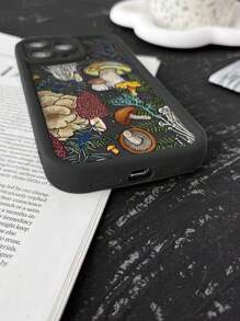 1 pieza Funda de teléfono con patrón de seta gruesa y a prueba de golpes, compatible con iPhone y dispositivos , resistente al agua, a las caídas y a los arañazos