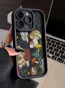 1 pieza Funda de teléfono con patrón de seta gruesa y a prueba de golpes, compatible con iPhone y dispositivos , resistente al agua, a las caídas y a los arañazos