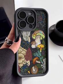 1 pieza Funda de teléfono con patrón de seta gruesa y a prueba de golpes, compatible con iPhone y dispositivos , resistente al agua, a las caídas y a los arañazos