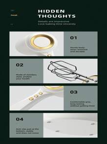 Electric Egg Beater Handheld Mixer, Rechargeable For Convenient Use - White - View 8