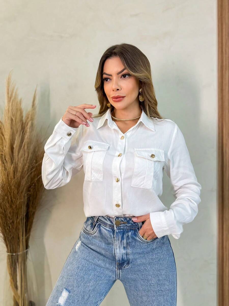 Women Blouses - 白色 - 查看 1