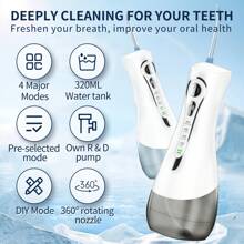 Portable Oral Irrigator Tooth Cleaning Machine, Handheld Electric Dental Cleaner - White - View 2