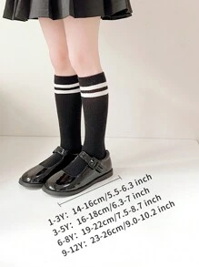 1雙中筒長度通孔黑色襪子,適用於學童、嬰幼兒,四季皆宜 - 黑色 - 查看 2