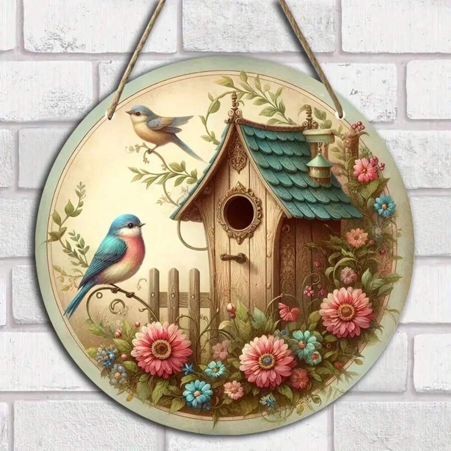 1 Miếng Rustic Bằng gỗ Love Chim Treo Tag Với Chi nhánh Và Hoa Vòng hoa Dấu hiệu , A Chim In Rừng Treo tranh , Nhà nông Dấu hiệu Mặt trước Cửa Trang trí Dấu hiệu , Thủ công Đồ trang trí Cửa Hoặc Đồ trang trí treo Đồ trang trí - Nhiều màu 2 - Xem 1