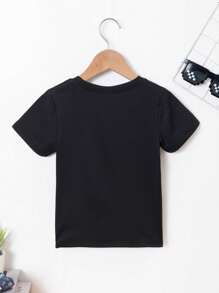 T-shirt Girocollo Stampata A Maniche Corte Da Ragazzo Con Immagine Di Trattore Per Un Look Casual - nero - Visualizzare 2