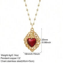 1pc Fashionable Women's Red Heart Pendant Necklace With Multiple Styles To Choose, Great Gift For Mother's Day Or Festival To Girlfriend Valentines,Mom,Mother,Mother's Day,Gift