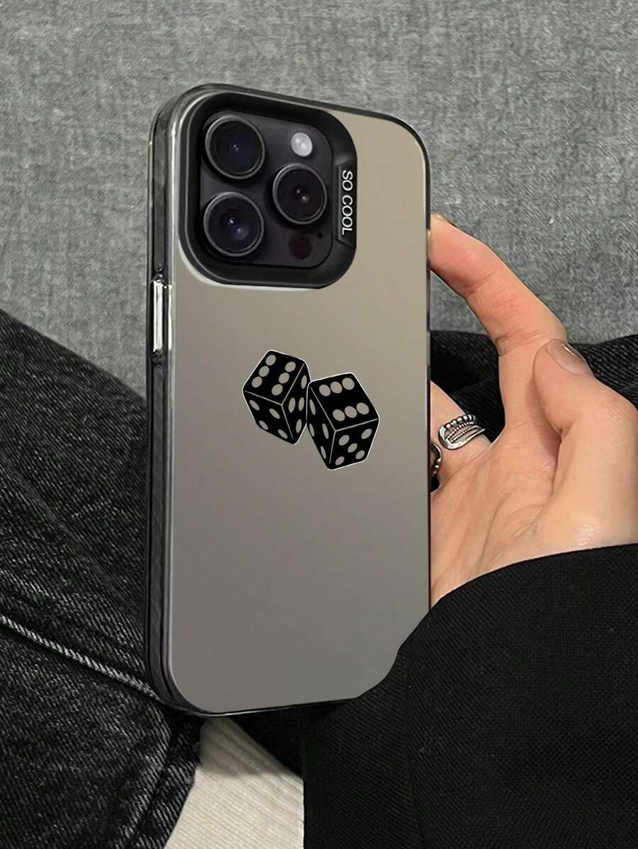 1入組簡約骰子圖案手機殼 - 黑色 - 查看 1