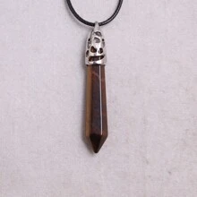 1入組50*10mm天然寶石水晶項鍊PU皮繩情侶禮物吉祥石項鍊六角柱長吊墜項鍊男女珠寶項鍊代理批發 - 天然石 - 查看 34