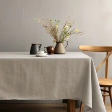 Thick Linen Tablecloth, With Oil-Proof & Stain-Proof Features. Solid Color, Minimalist Design, Suitable For Decoration Of Dining Table/Coffee Table.
