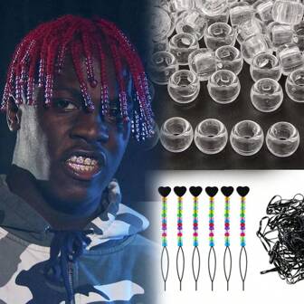 50Pcs/Set Transparent African Hair Bead 6x9mm Plastic Bead Big Hole 4mm For Kids Girls Hair Styling Dreadlocks Braids Women Gift Hair Clips Claw Clips Hair Claws Hair Slide Hair Barrettes