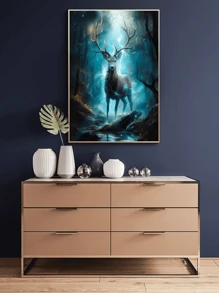 5D Diamond Painting Kit Lightning Deer Full Round Diamond For Adults, DIY Paint & Diamond Art Crystal Embroidery Cross Stitch Art Craft Wall Office Decor 30x40cm/40x50cm