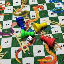 Snakes And Ladders Chess Set Board Game Rubber Material Snakes And Ladder Chess Can Be Used As Mouse Pad - Multicolor - View 6