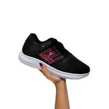 Women Sports Shoes - 黑色和粉紅色 - 查看 1