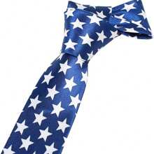 1 pieza Corbata clásica de hombre con estampado de rayas y estrellas de la bandera americana, hecha de poliéster, adecuada para usar con traje y camisa en ocasiones festivas - Multicolor - Ver 3