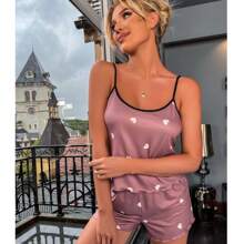 Pijama Para Mujer De Seda Sexy Cómodo Y Elegante Conjunto - Rosa - Ver 2