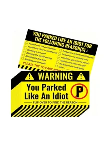 1 Pack Of 50pcs Funny, Bad Parking Cards And Tags, For Various Reasons - Yellow - View 7