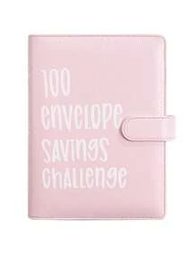 100封口袋挑戰活頁筆記本,適用於情侶,預算計劃和現金信封系統 - 粉色 - 查看 3