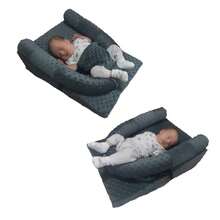 Cojín Anti reflujo tipo nidito con arnés y broches de seguridad, Almohada antirreflujo colchón para bebé tipo cuña - Azul - Ver 5