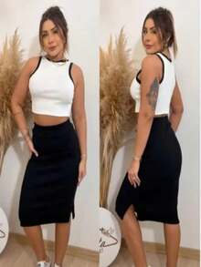 Women Two-Piece Outfits - màu đen - Xem 2