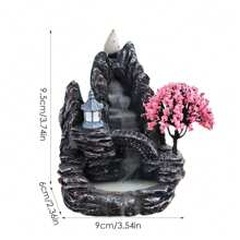 1 peça Suporte para Queimador de Incenso tipo Cascata, Criativo Fonte de Incenso em Resina com Efeito Cascata, Queimador de Incenso em Refluxo e Cascata de Paisagem, Difusor de Aromas para Decoração de Casa, Artesanato de Yoga e Figurinhas. - Multicolorido - Visão 6