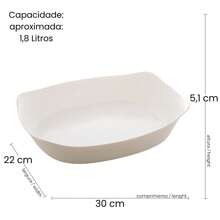 Travessa Refratária Vidro Opalino Branco Carine 30cm 1,8L