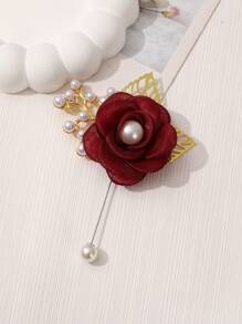 Broche unisex de flor de lirio y hoja decorativa con alfiler para bodas, fiestas y uso diario. - A - Ver 10