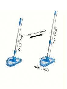 1pc Mini Triangle Mop For Cleaning Walls, Ceilings And Floors With Blue Snow Fabric - Blue - View 2