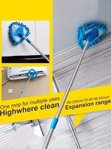 1pc Mini Triangle Mop For Cleaning Walls, Ceilings And Floors With Blue Snow Fabric - Blue - View 3