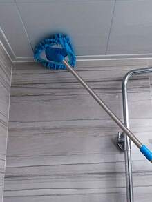 1pc Mini Triangle Mop For Cleaning Walls, Ceilings And Floors With Blue Snow Fabric - Blue - View 6