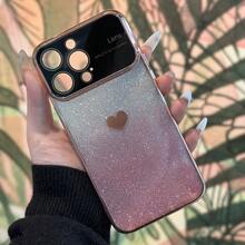 1入組大窗口心形漸變手機殼，適用於蘋果/三星 - 粉色 - 查看 5