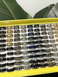 10/20 Piezas/set Anillo De Moda De Acero Inoxidable Con Números Romanos Para Hombres, Adecuado Para El Uso Diario Y Como Accesorio Para Festivales, Tamaño Y Color Al Azar - Multicolor - Ver 5