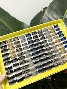 10/20 Piezas/set Anillo De Moda De Acero Inoxidable Con Números Romanos Para Hombres, Adecuado Para El Uso Diario Y Como Accesorio Para Festivales, Tamaño Y Color Al Azar - Multicolor - Ver 2